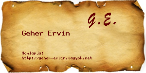 Geher Ervin névjegykártya